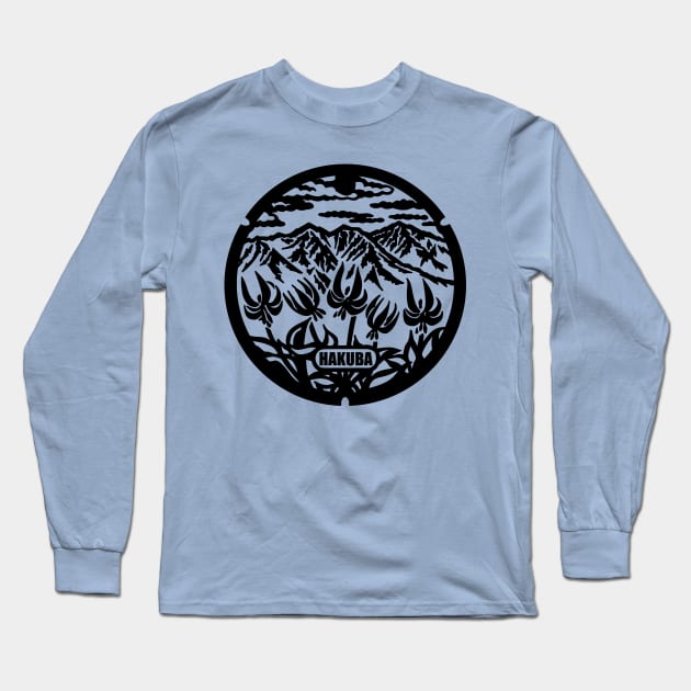 Hakuba Drain Cover - Japan Long Sleeve T-Shirt by nuthatchdesigns